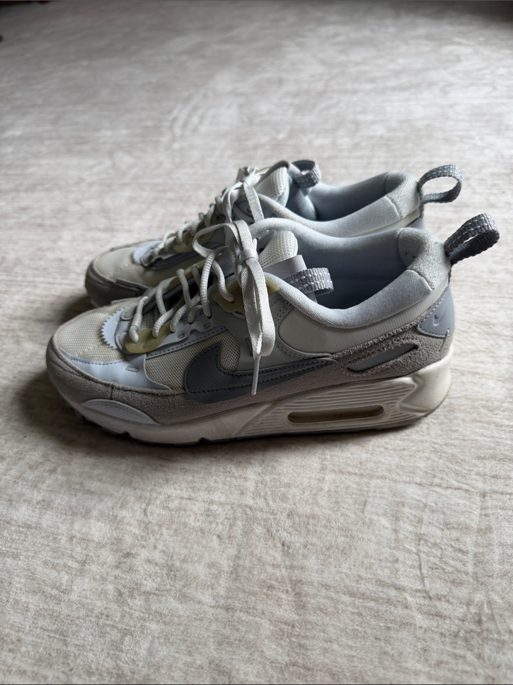 Cream and Light Gray Retro Mesh Sneakers - Picture 2 of 3